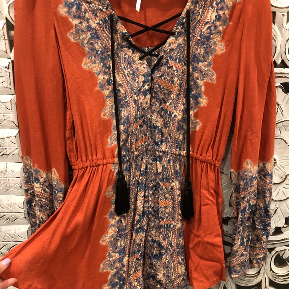 Free People Tops - Free people boho tie up blouse